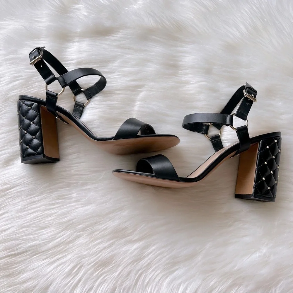 Valentino Garavani Rockstud Quilted City Block Heel Sandal EU 40.5 - Picture 2 of 11